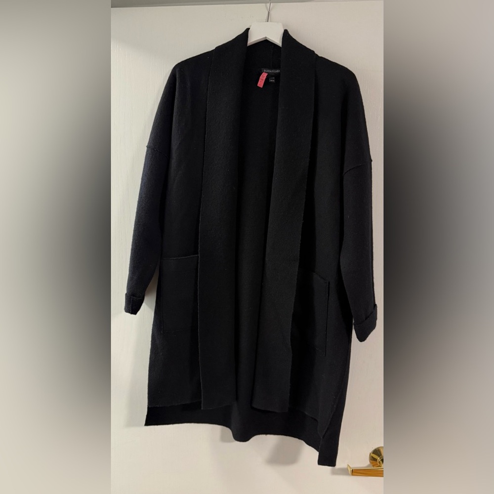 Eileen Fisher Black boiled wool Women's Jacket - Picture 4 of 7